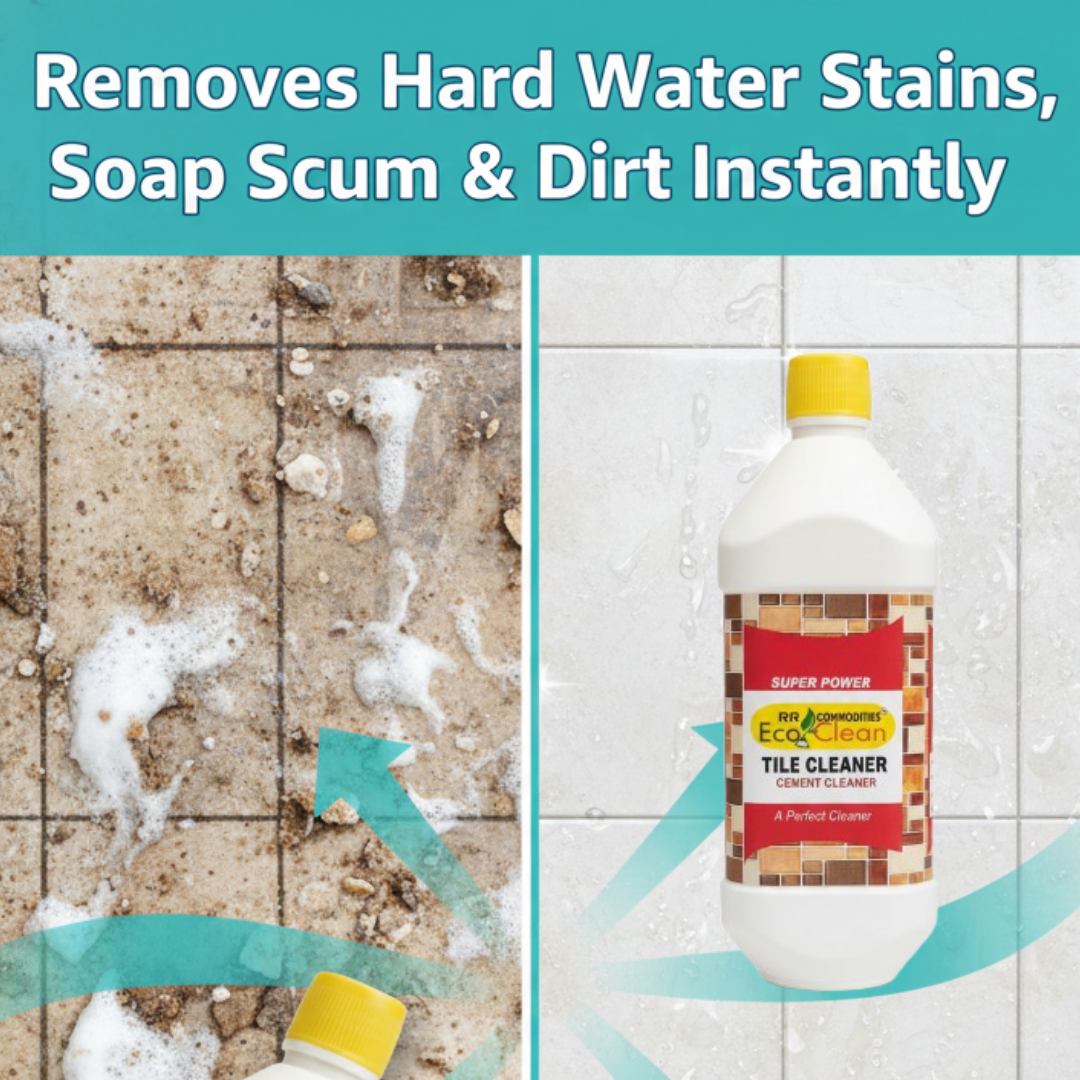 Ecoclean Tile Cleaner 500ML Liquid for Bathroom & Floor Tiles – Removes Grout, Cement & Hard Water Stains – Tile Cleaning Solution for Home