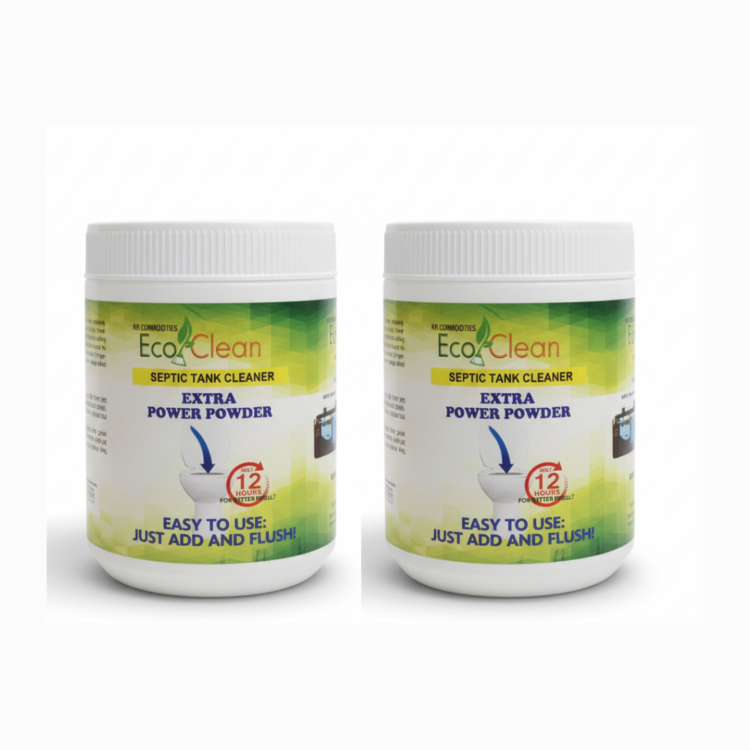 2 Jar of Ecoclean Septic Tank Cleaner Powder 300g - 12 Hour Drain Cleaning, 1 Year Maintenance for 10-20 members
