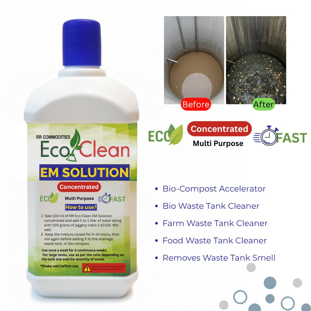 Ecoclean EM Solution 500ml Concentrated | 10x Biogas Compost Accelerator & Waste Tank Cleaner