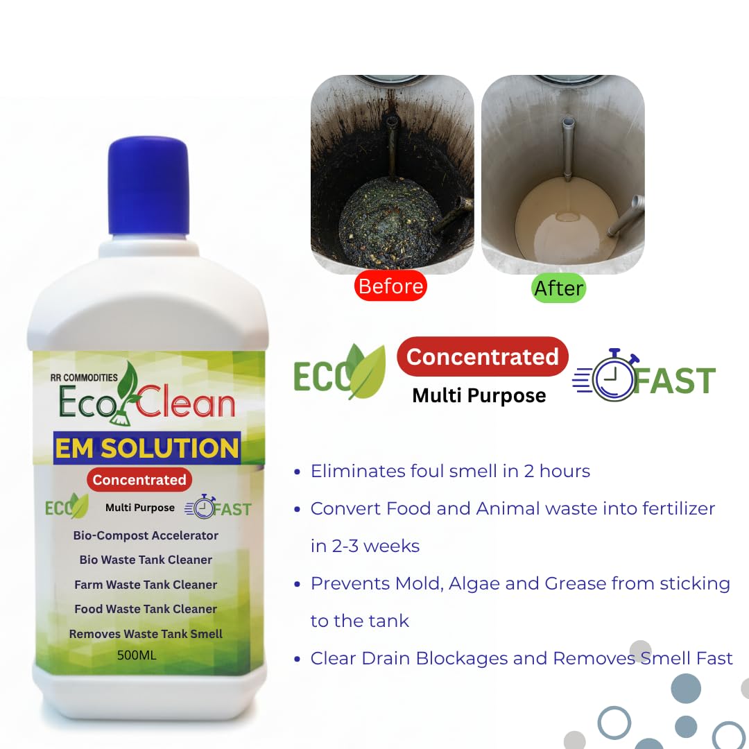Ecoclean EM Solution 500ml Concentrated | 10x Biogas Compost Accelerator & Waste Tank Cleaner