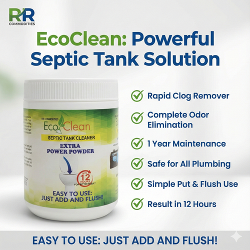 Ecoclean Septic Tank Cleaner Powder 300gm - 12 Hour Fix - 1 Year Maintenance for 10 member family