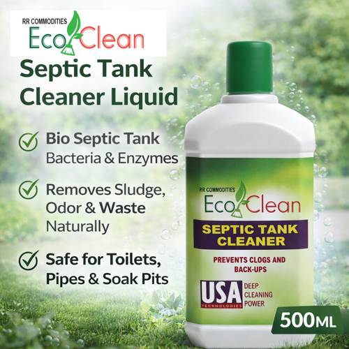 Ecoclean Septic Tank Cleaner Liquid 500ML - Organic Bacterial Treatment Formula for Indian Septic Systems