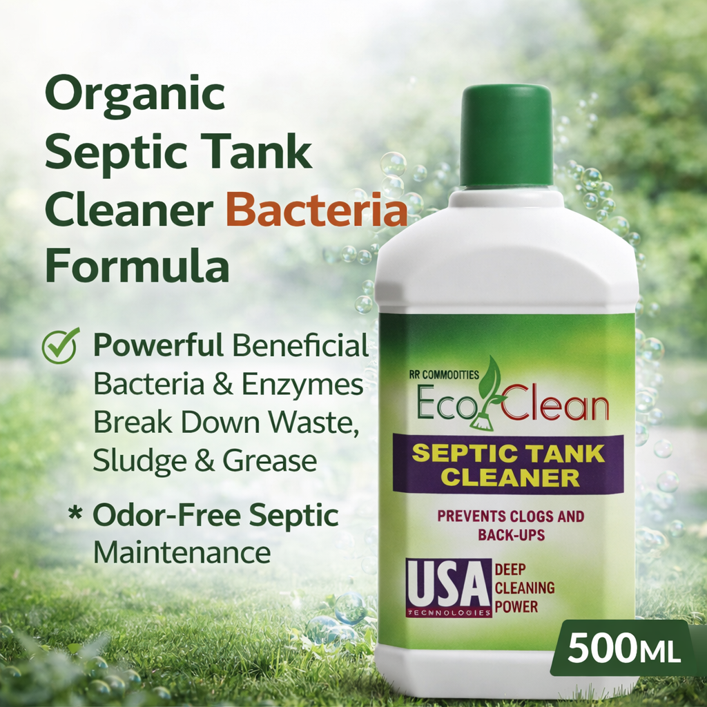 Ecoclean Septic Tank Cleaner Liquid 500ML - Organic Bacterial Treatment Formula for Indian Septic Systems