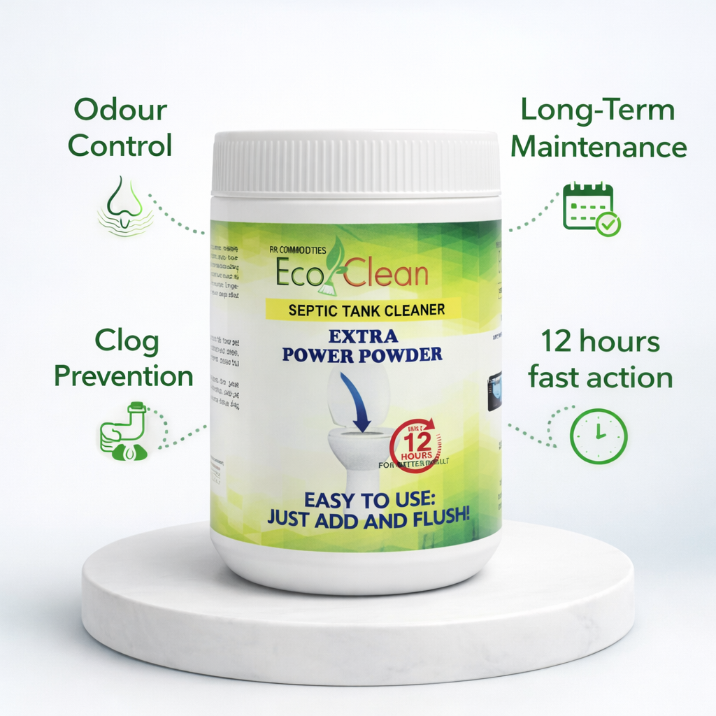 Ecoclean Septic Tank Cleaner Powder 300gm - 12 Hour Fix - 1 Year Maintenance for 10 member family